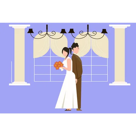 Noivos do casamento em pé  Ilustração