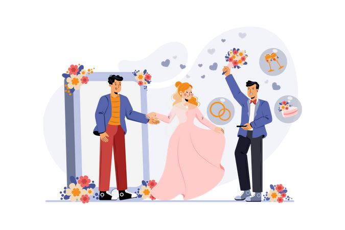 Casamento on-line  Ilustração