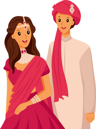 Casamento Tradicional Indiano  Ilustração