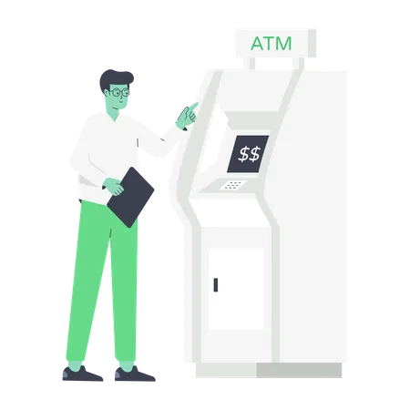 A Flat Illustration Of Cash Machine Illustration