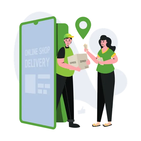 Cash on delivery service Illustration