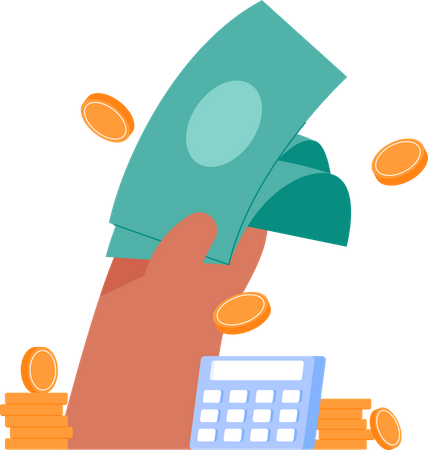 Cash payment with hand  Illustration