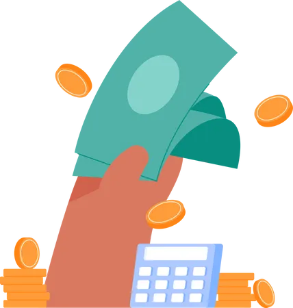 Cash payment with hand Illustration