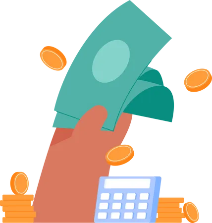 Cash payment with hand  Illustration