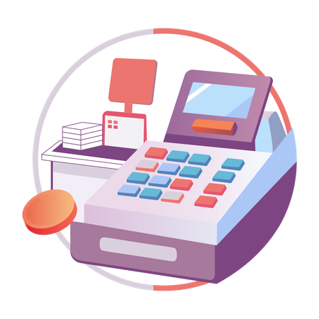 Cash register at billing desk  Illustration