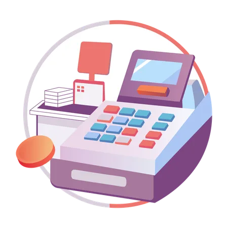 Cash register at billing desk  Illustration