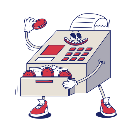 Cash Register Collects Money  Illustration