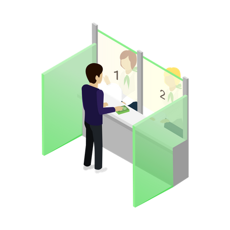 Cash Register in Bank  Illustration