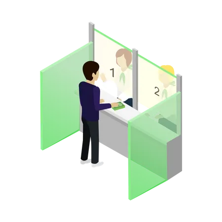 Cash Register in Bank  Illustration