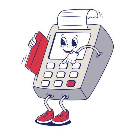 Cash Register Prints Receipt  Illustration