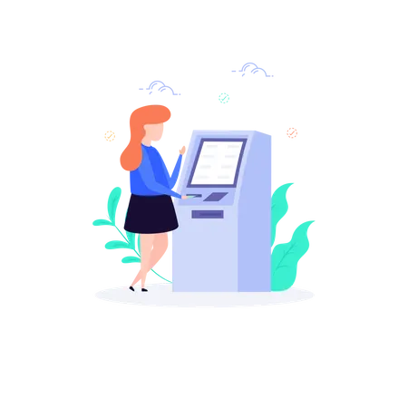 Cash Withdrawal via bank atm machine  Illustration