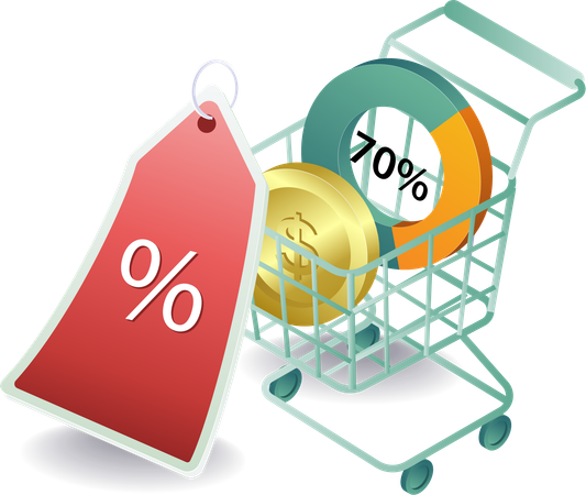 Cashback Cart with shopping discount  Illustration