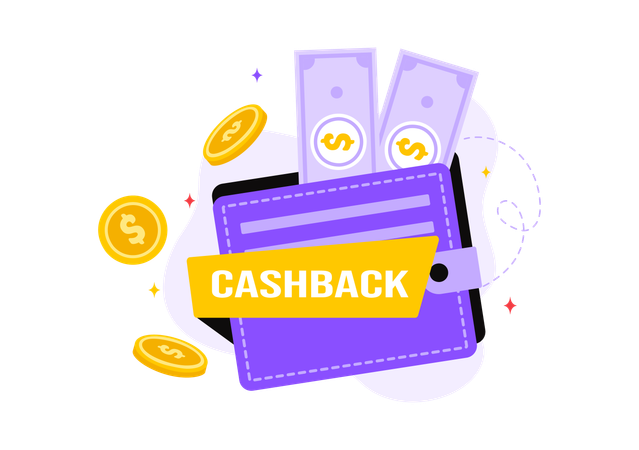 Cashback money in wallet  Illustration