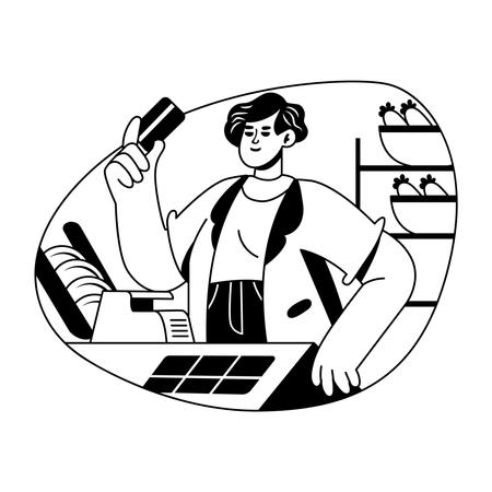 Cashier at Payment Counter  Illustration