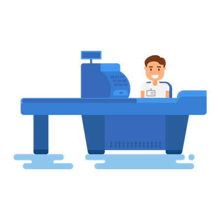 Cashier at register  Illustration