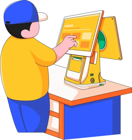 Cashier counter touch on screen  Illustration
