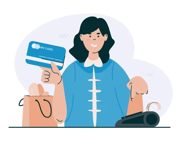Cashless payment with bank card  Illustration