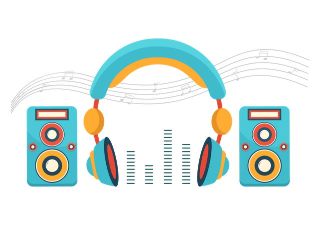 Casque de musique et haut-parleur  Illustration