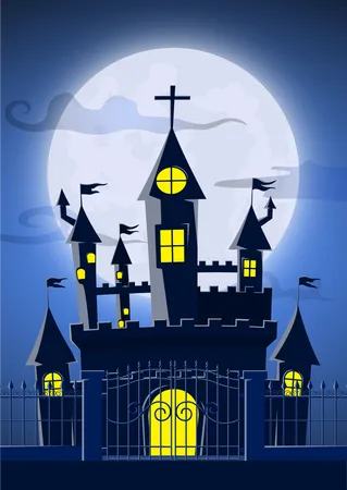 Castelo fantasma assustador  Ilustração