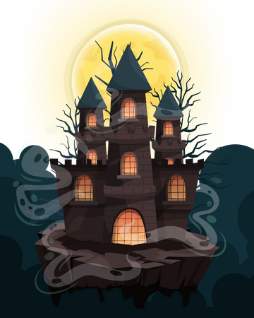 Feliz Castelo de Halloween  Ilustração
