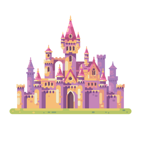 Castillo de princesa de cuento de hadas  Ilustración