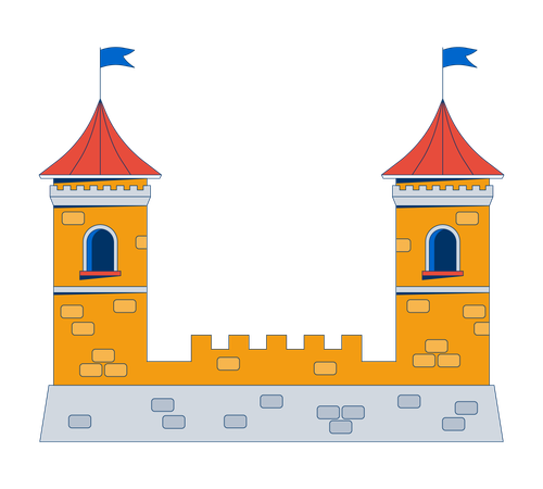 Castillo fortaleza con dos torres  Ilustración
