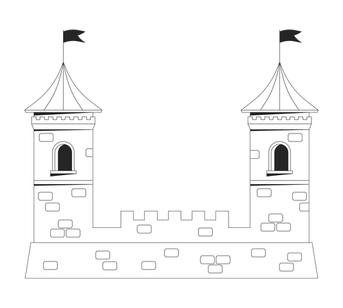 Castillo fortaleza con dos torres  Ilustración