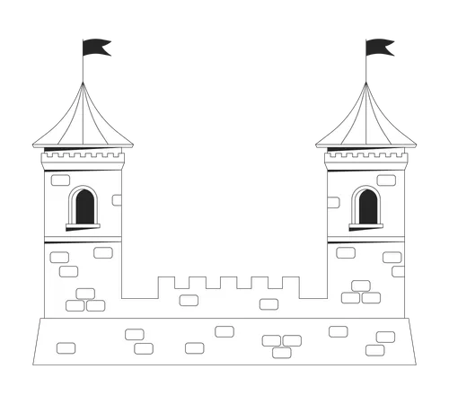 Castillo fortaleza con dos torres  Ilustración