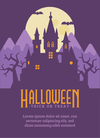 Folleto de Halloween del castillo de vampiros  Ilustración