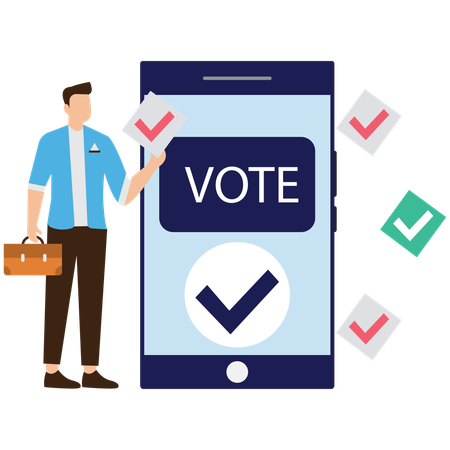 Casting  digital vote through a mobile application  Illustration