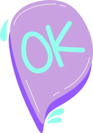 Simple And Direct The OK Illustration In A Lilac Speech Bubble Offers A Relaxed And Positive Affirmation Suitable For Casual Approvals And Agreements Illustration