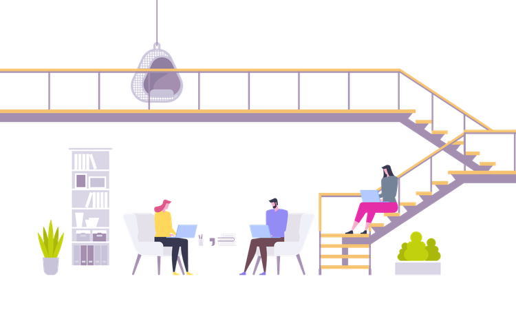 Casual Businesspeople Group In Coworkers Center  Illustration