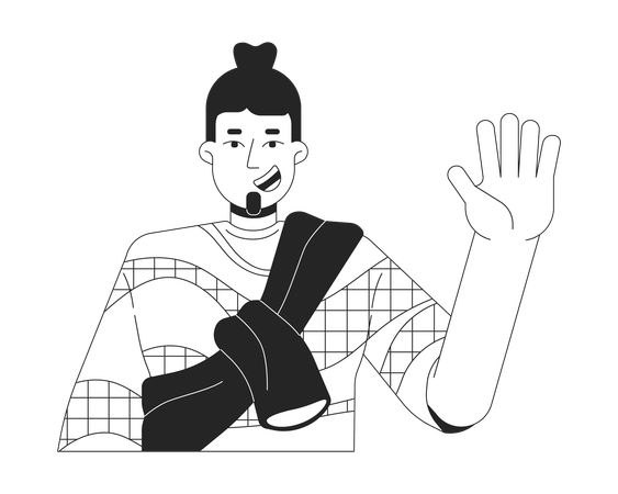 Casual fashion caucasian man waving hand  Illustration