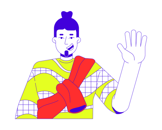 Casual fashion caucasian man waving hand  Illustration