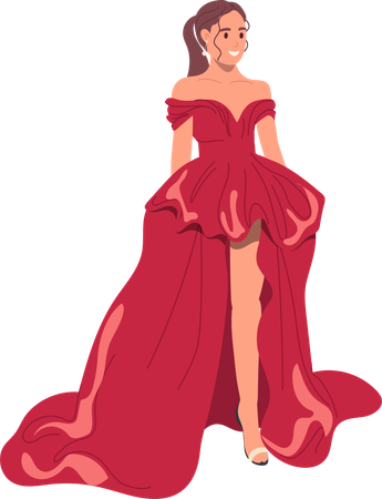 Casual young smiling woman wearing trendy fashion dress  Illustration