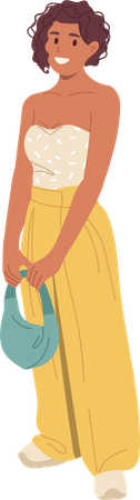 Casual young smiling woman wearing trendy fashion dress  Illustration