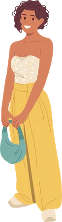 Casual young smiling woman wearing trendy fashion dress  Illustration