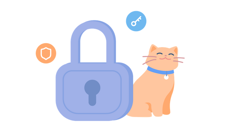 Cat and padlock Illustration