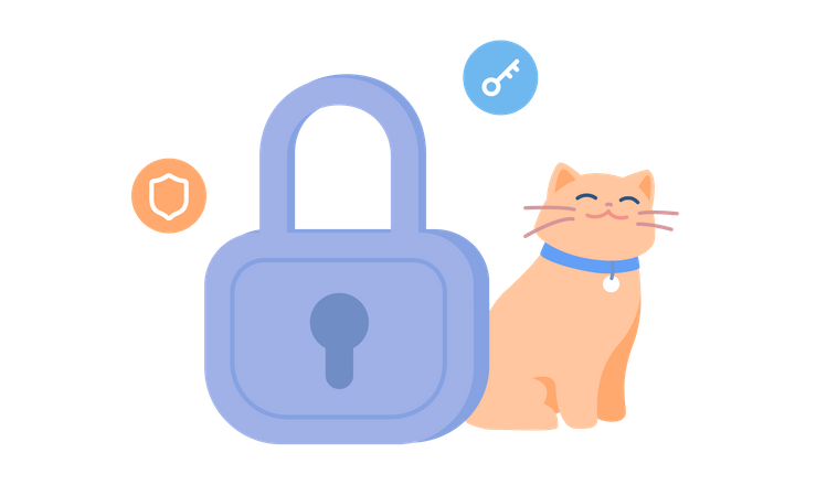 Cat and padlock  Illustration