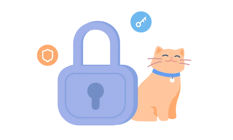 Cat and padlock  Illustration