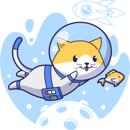Cat Astronaut Illustration