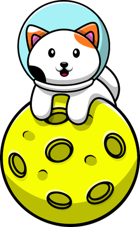 달 위의 고양이 우주 비행사  일러스트레이션