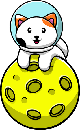 Cat Astronaut On Moon  Illustration