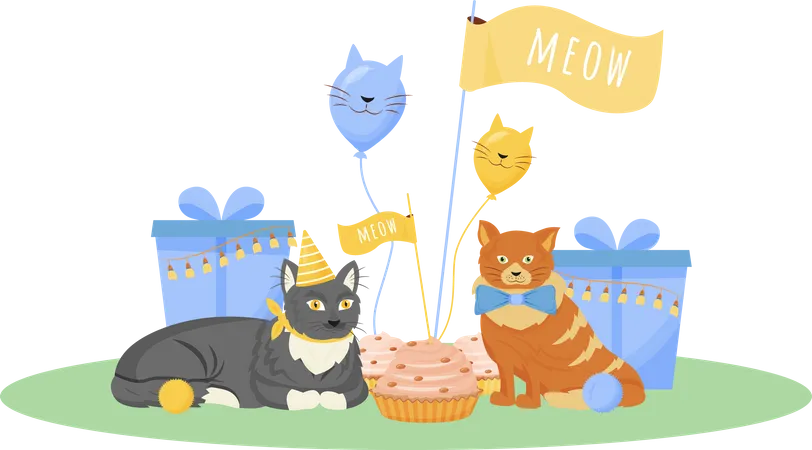 Cat birthday  Illustration