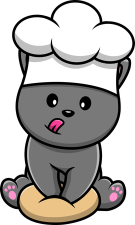 Cat Chef Cooking  Illustration