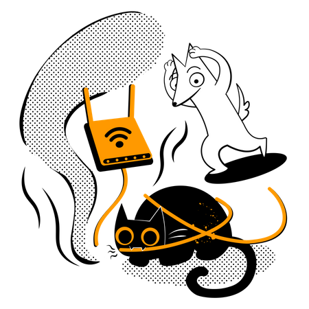 Cat chewed through the wires  Illustration