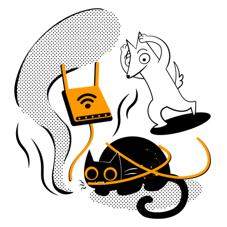Cat chewed through the wires  Illustration