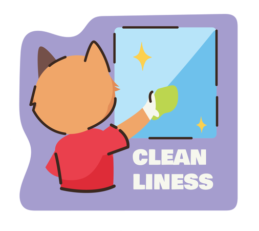 Cat cleaning windows  Illustration