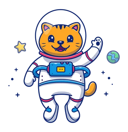 Cat doing space travel Illustration