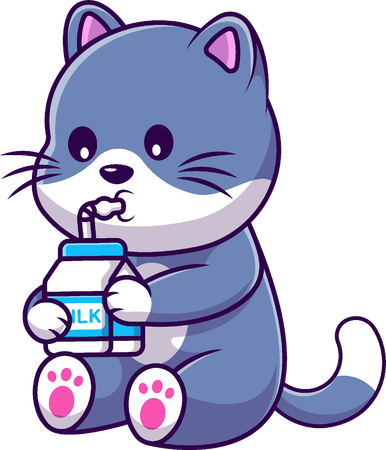 Cat Drinking Milk  Illustration